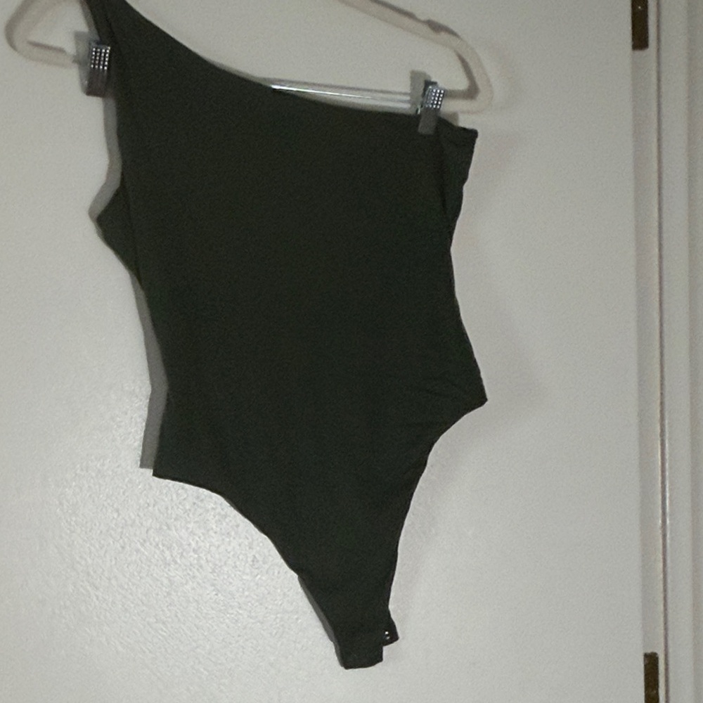 Women’s olive green One Shoulder Bodysuit
